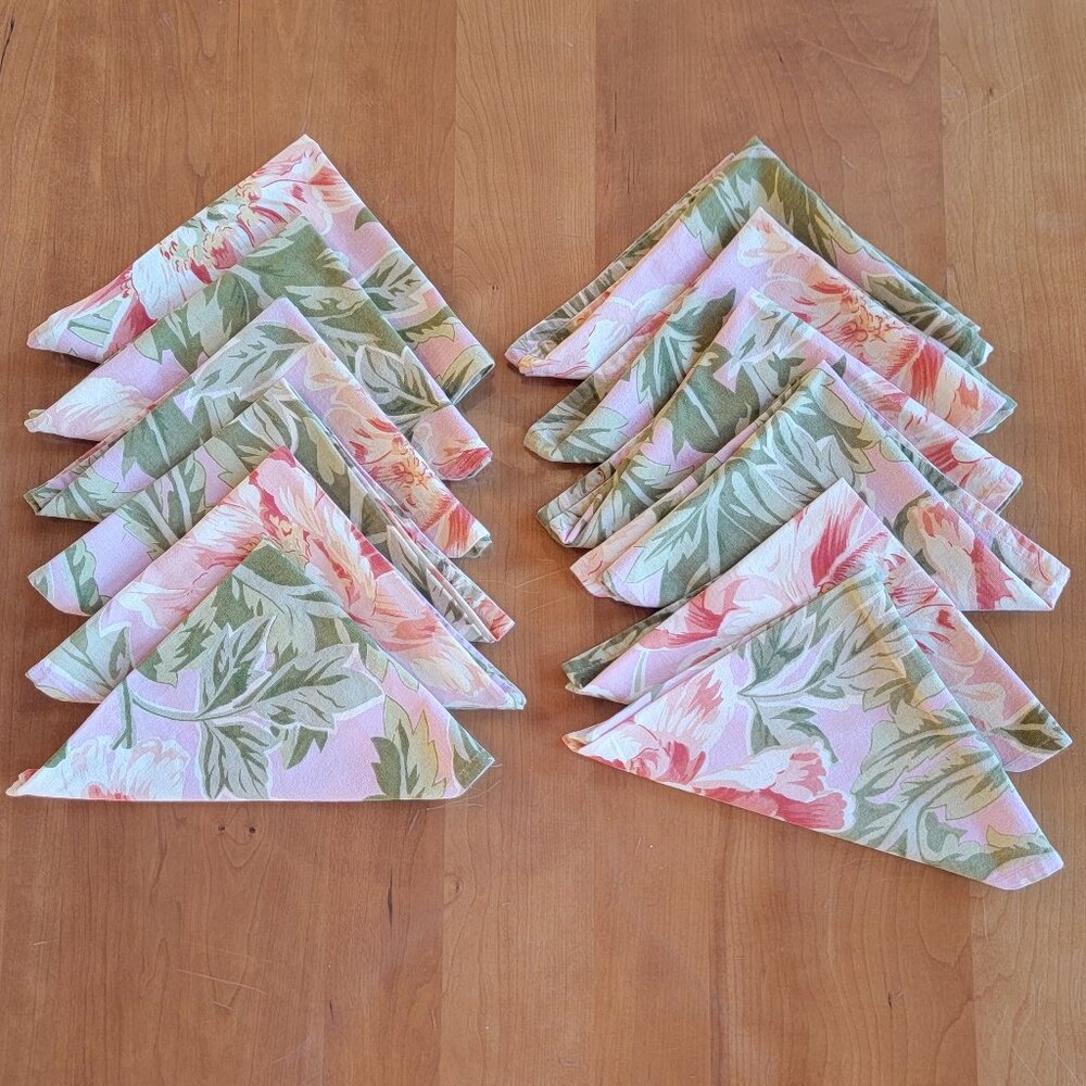 Apri Cornell - Pink/Green Floral Napkins (Set of 12)